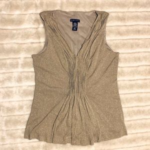 Free - New York & Company Mesh Gold Top - Size M